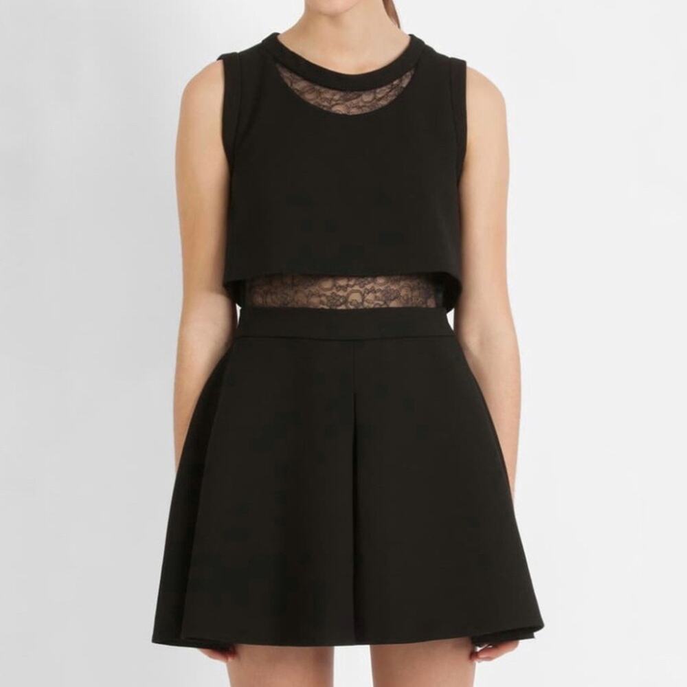 Maje Foleda Lace Inset Skater Scuba Mini Dress M